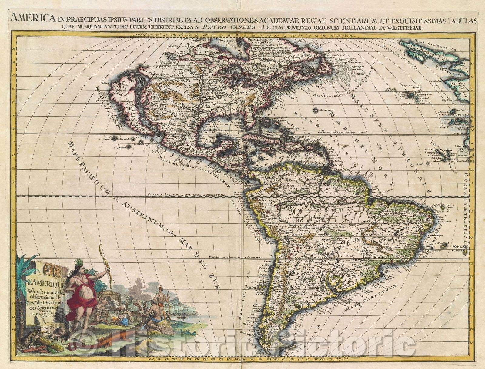 Historic Map : America in Praecipuas Ipsius Partes distributa ad Observationes Academiae Regiae Scientiarum : et Exquisitissimas Tabulas quae nunquam antehec lucem, 1714 , Vintage Wall Art
