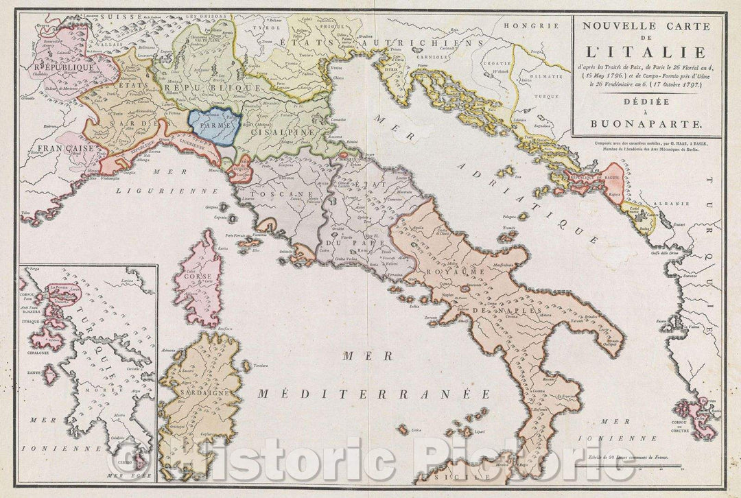 Historic Map : Nouvelle Carte de l'Italie, 1797 , Vintage Wall Art
