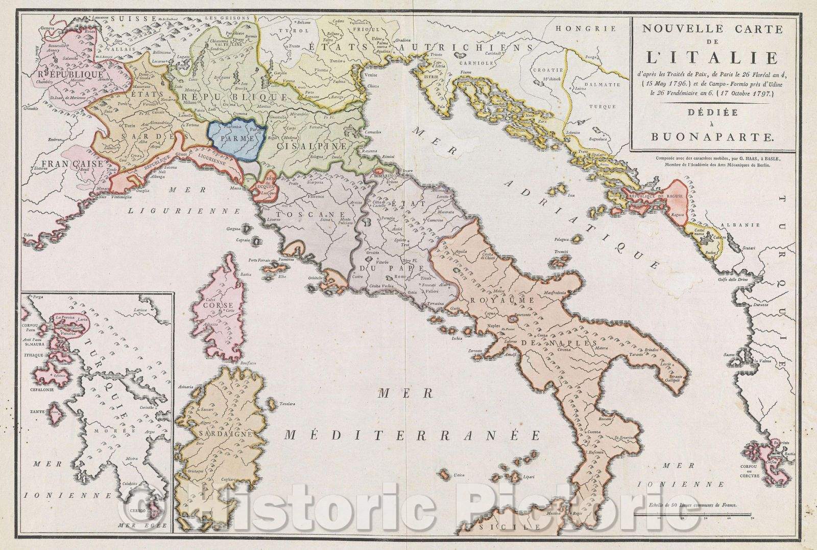 Historic Map : Nouvelle Carte de l'Italie, 1797 , Vintage Wall Art