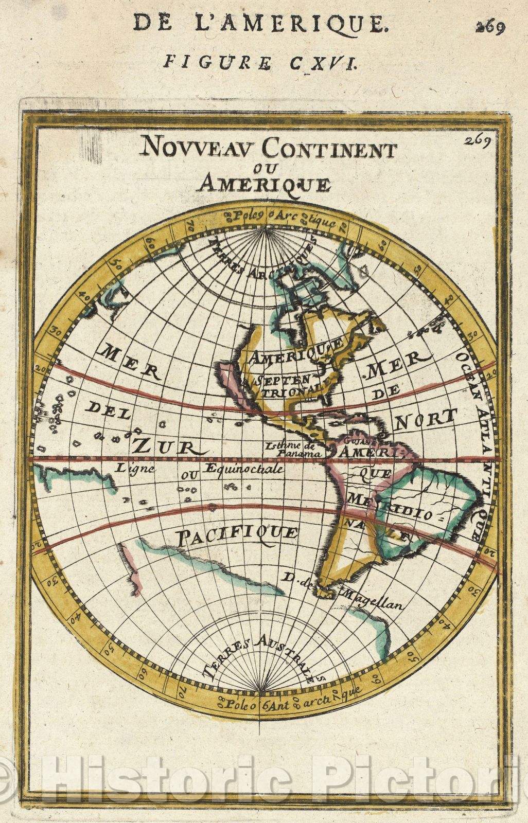 Historic Map : De L'Amerique. Figure CXVI, 1712 , Vintage Wall Art