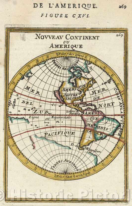 Historic Map : De L'Amerique. Figure CXVI, 1712 , Vintage Wall Art