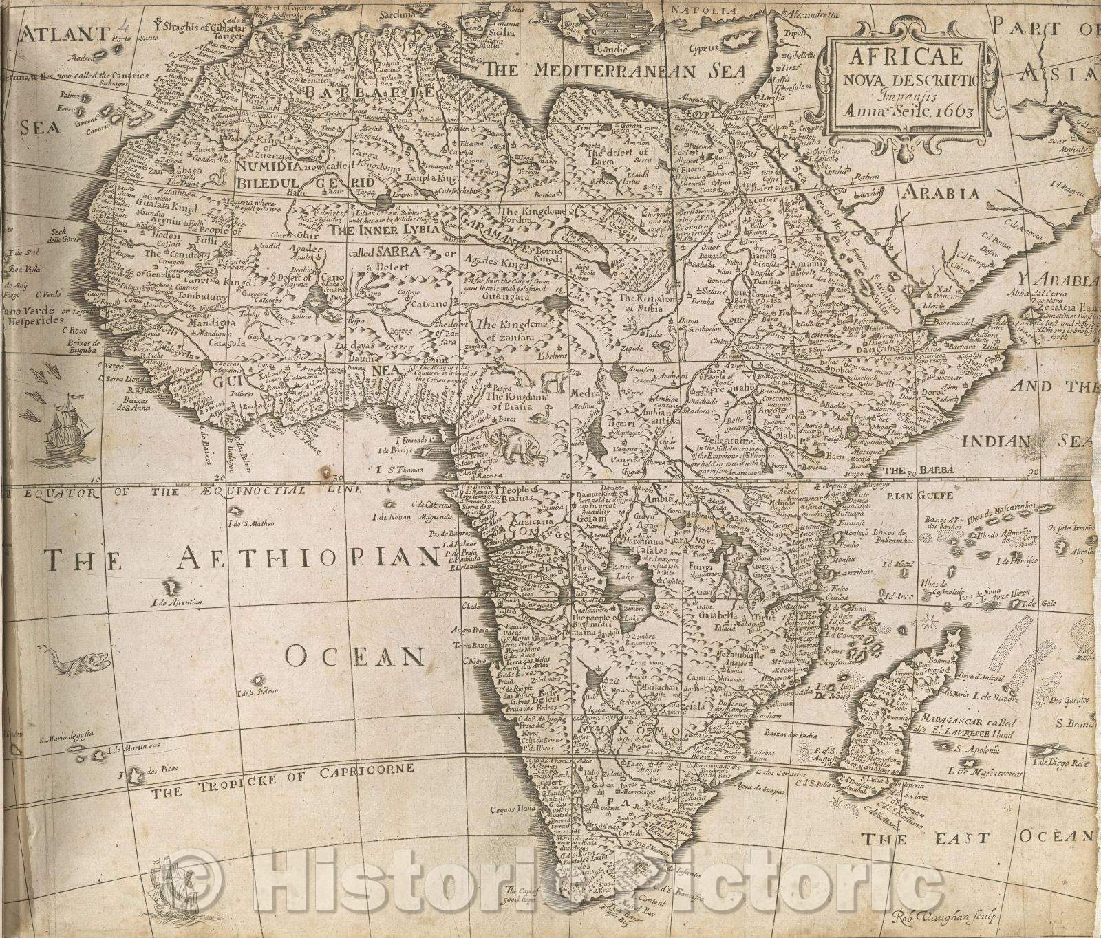 Historic Map : Cosmography in four books. Containing the chorography and history of the whole world: and all the principal kingdoms, provinces, seas and isles, 1677 , Vintage Wall Art