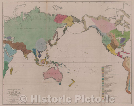 Historic Map : Ethnographical Map of Polynesia in the earliest times, illustrative of Dr. Prichard's Natural History of Man, 1864 , Vintage Wall Art