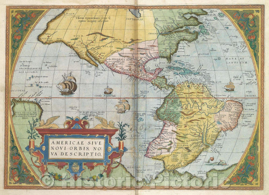 Historic Map : Americae sive Novi Orbis, Nova Descriptio., 1575 , Vintage Wall Art