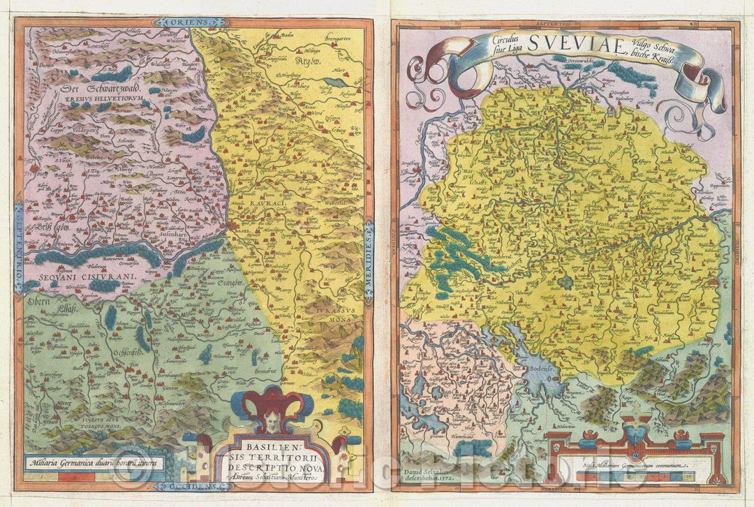 Historic Map : Basiliensis Territorii Descriptio Nova, Auctore Sebastiano Munstero, 1575 , Vintage Wall Art