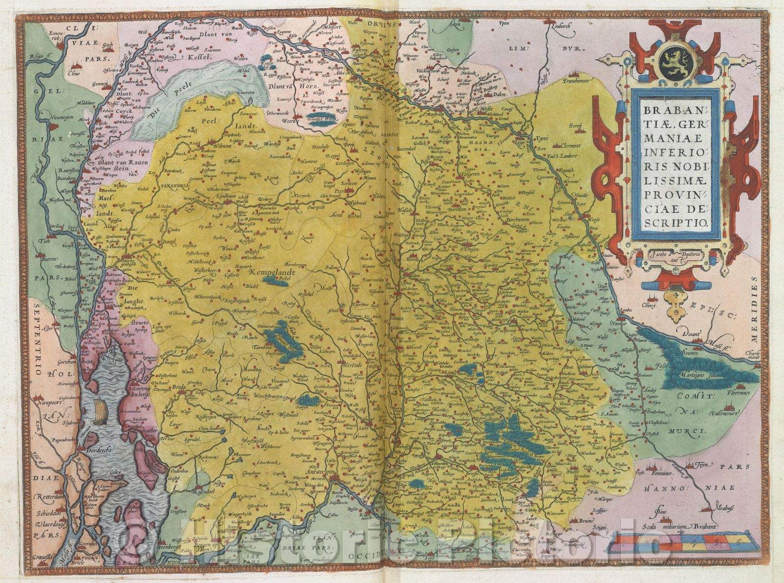 Historic Map : Brabantiae, Germaniae Inferioris Nobilissimae Provinciae Descriptio. :: Map of the most noble provinces of Brabant, Lower Germania., 1575 , Vintage Wall Art