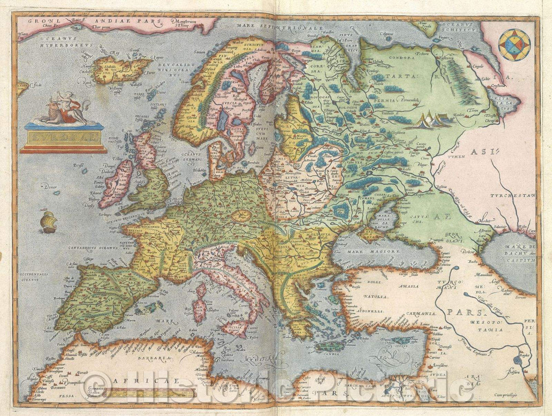 Historic Map : Europae., 1575 , Vintage Wall Art