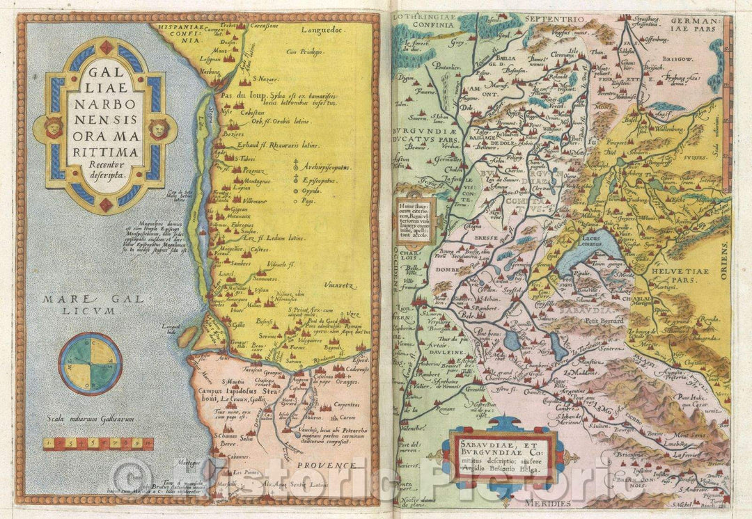 Historic Map : Galliae Narbonensis ora Marittima Recenter descripta. :: Languedoc, 1575 , Vintage Wall Art