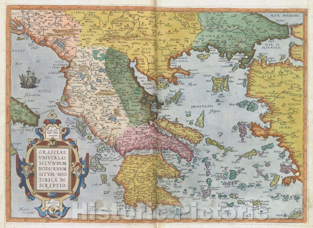 Historic Map : Graeciae Universae Secundum Hodiernum Situm Neoterica Descriptio., 1575 , Vintage Wall Art