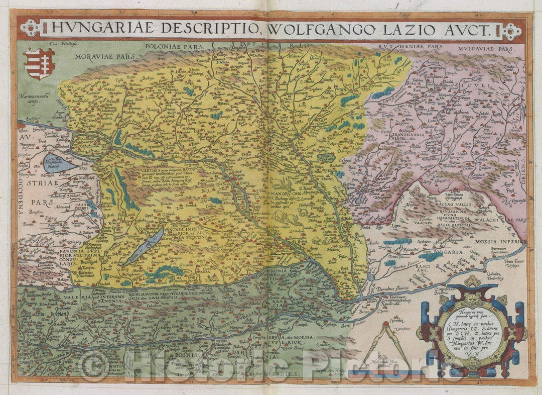 Historic Map : Hungariae descriptio., 1575 , Vintage Wall Art