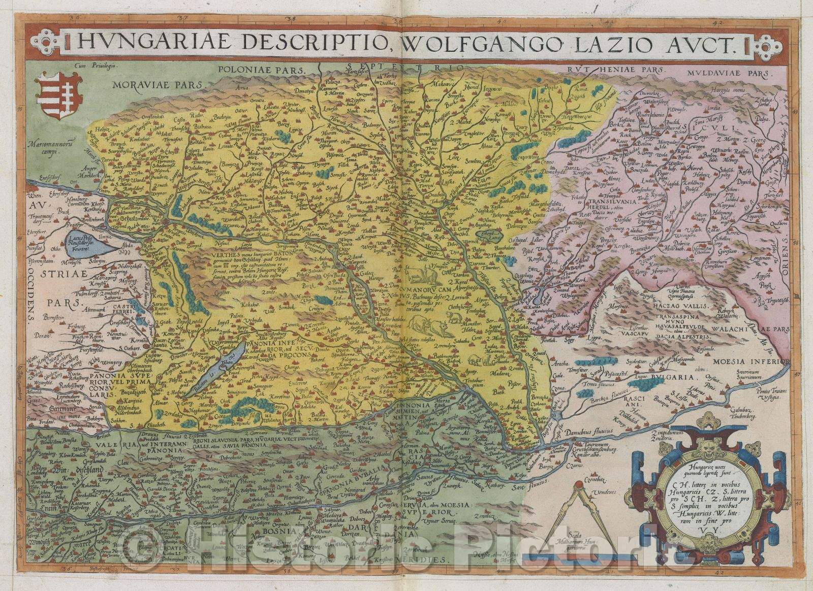 Historic Map : Hungariae descriptio., 1575 , Vintage Wall Art
