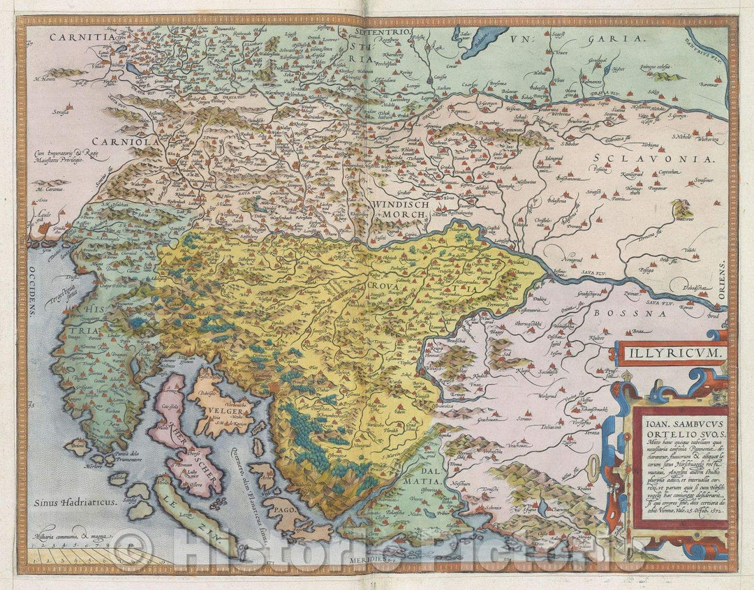 Historic Map : Illyricum. :: Dalmatia., 1572 , Vintage Wall Art