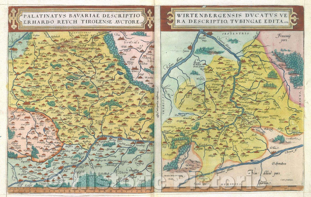 Historic Map : Palatinatus Bavariae Descriptio Erhardo Reych Tirolense Auctore, 1575 , Vintage Wall Art