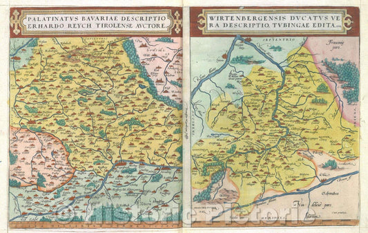Historic Map : Palatinatus Bavariae Descriptio Erhardo Reych Tirolense Auctore, 1575 , Vintage Wall Art