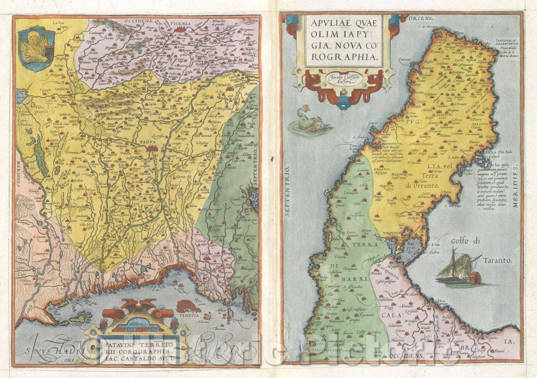 Historic Map : Patavini territorii corographia :: Padova, 1575 , Vintage Wall Art