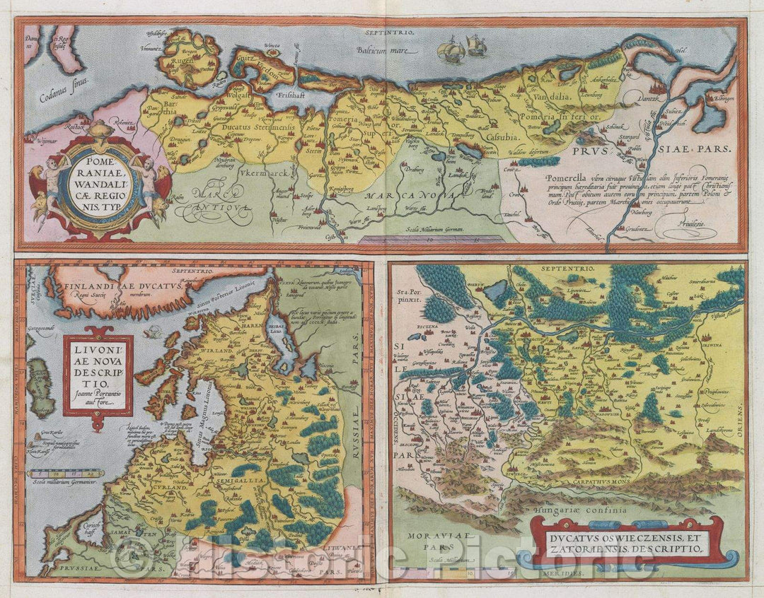 Historic Map : Pomeraniae Wandalicae Regionis Typ. :: Pommern, 1575 , Vintage Wall Art