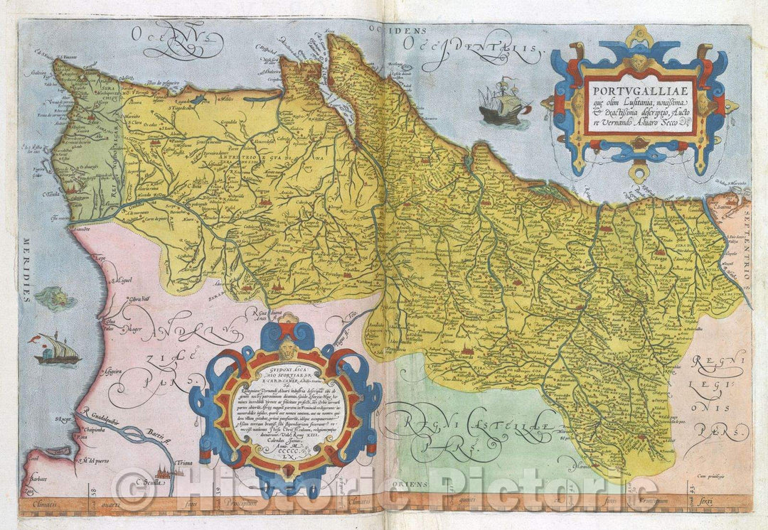 Historic Map : Portugalliae que olim Lusitania, Novissima and Exactissima Descriptio, Auctore Vernando Aluaro Secco , 1560 , Vintage Wall Art