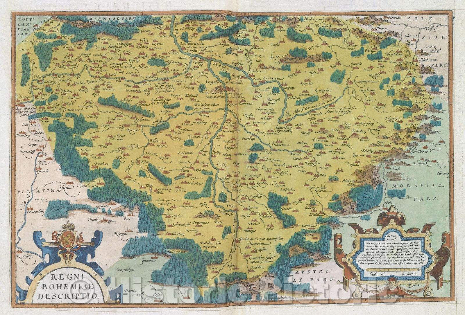 Historic Map : Regni Bohemiae Descriptio. :: Map of the kingdom of Bohemia., 1575 , Vintage Wall Art