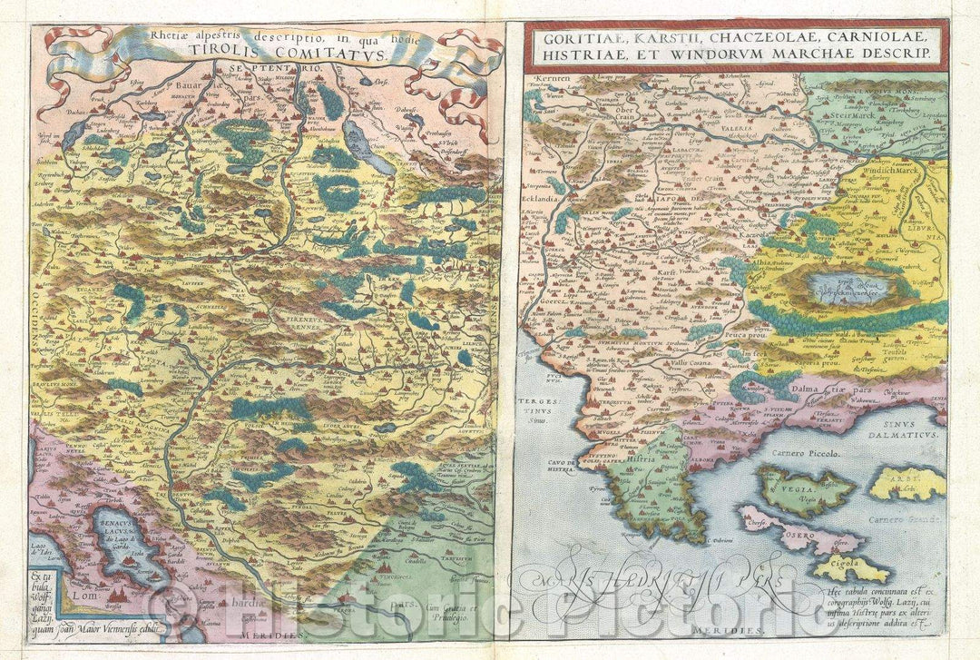 Historic Map : Rhetiae alpestris descriptio, in qua hodie Tirolis Comitatus.:: Tirol, 1575 , Vintage Wall Art