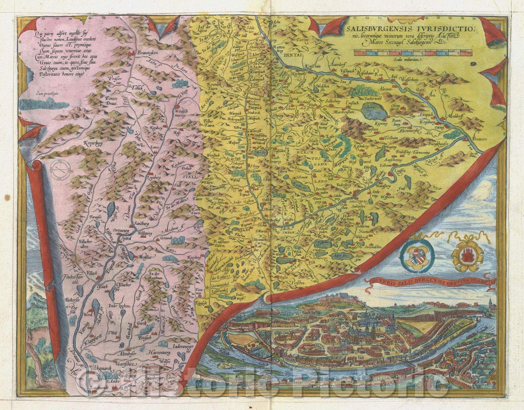 Historic Map : Salisburgensis Iurisdictionis, locorumque vicinorum vera descriptio Auctore Marco Secznagel Salisburgense , 1575 , Vintage Wall Art