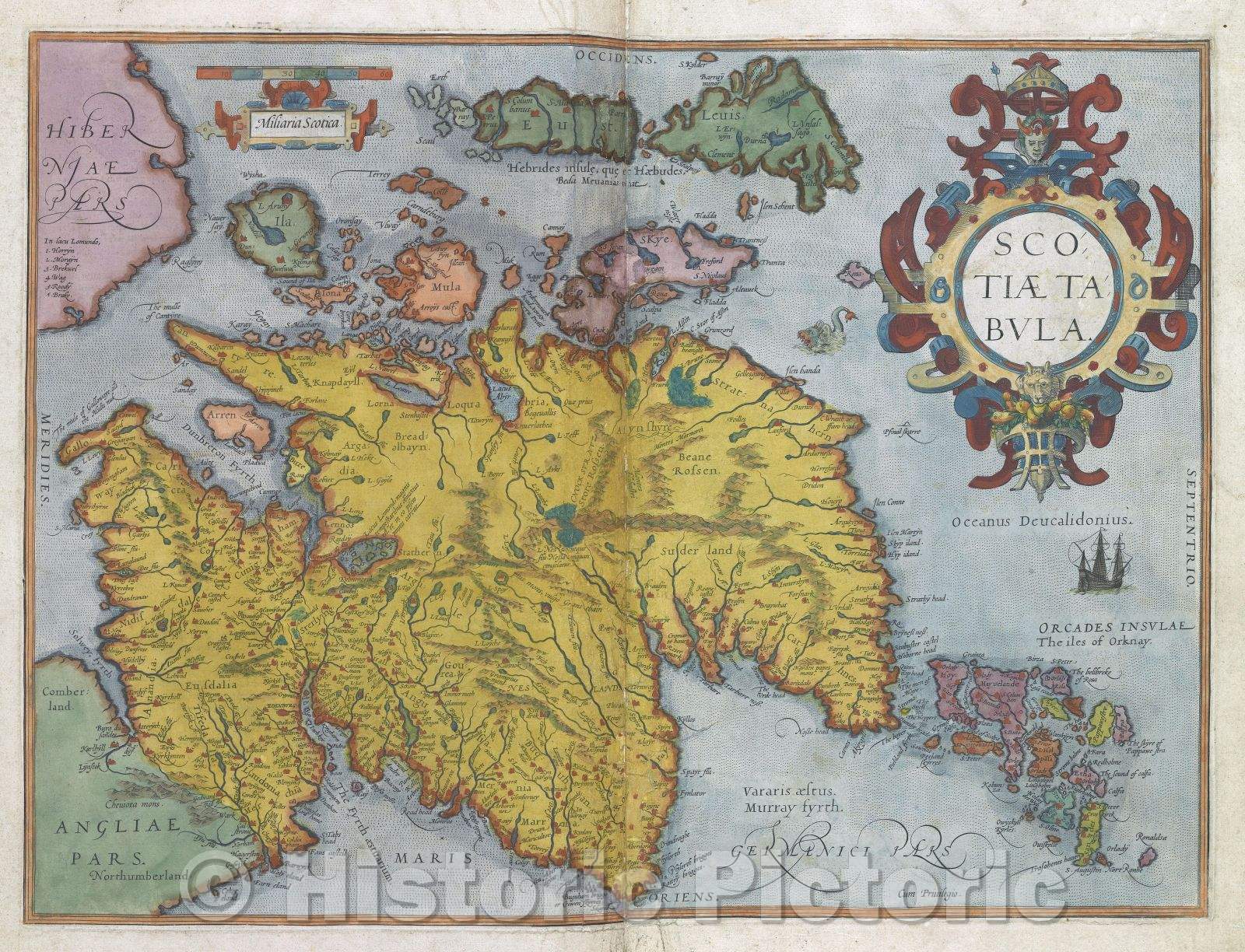 Historic Map : Scotiae Tabula., 1575 , Vintage Wall Art