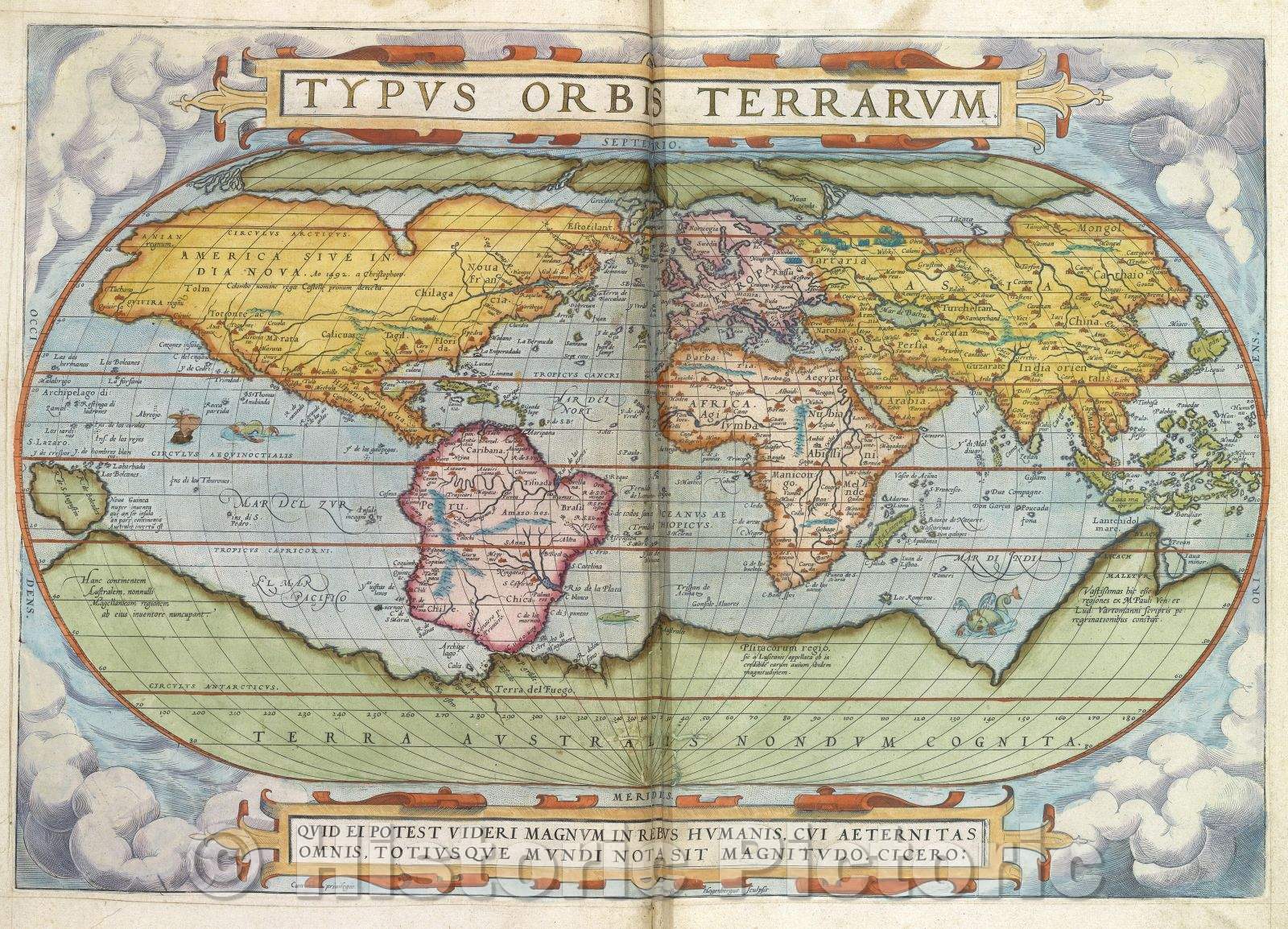 Historic Map : Typus Orbis Terrarum., 1575 , Vintage Wall Art
