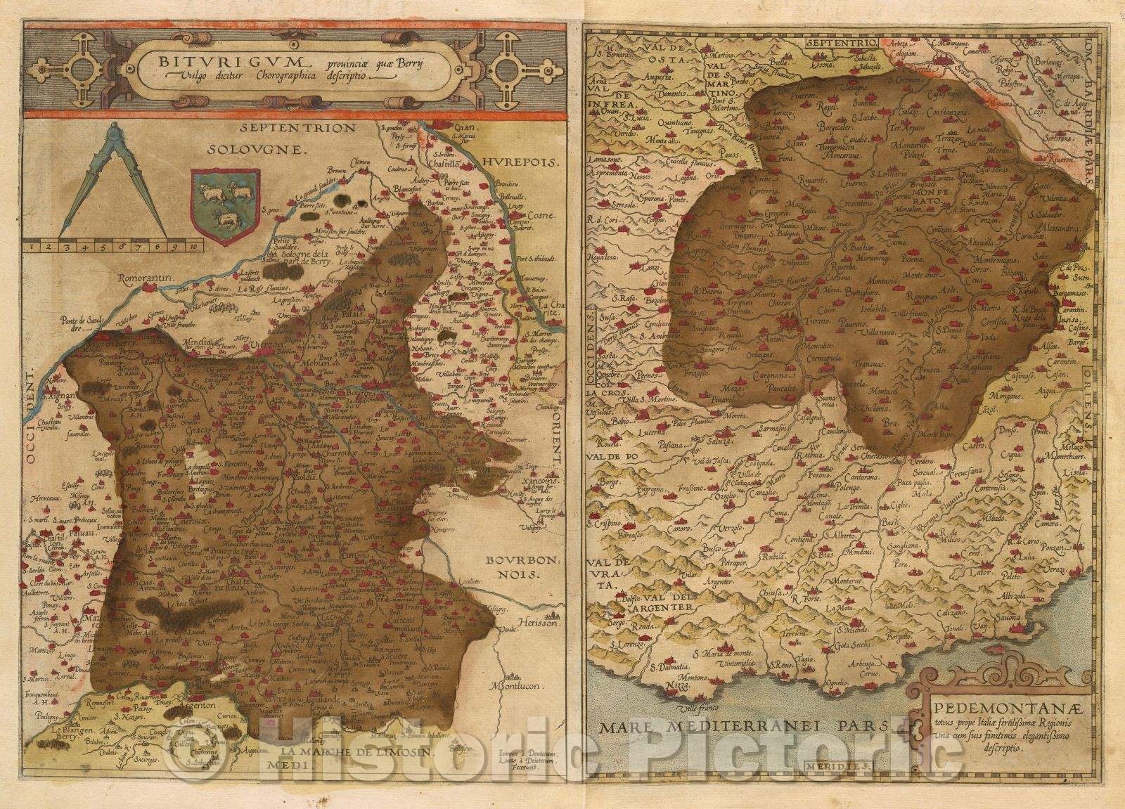Historic Map : Biturigum provinciae quae Berry vulgo dictitur chorographia descriptio., 1578 , Vintage Wall Art