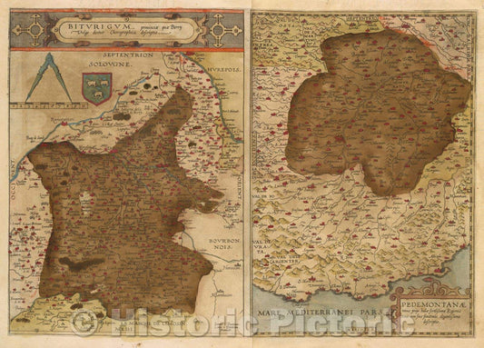 Historic Map : Biturigum provinciae quae Berry vulgo dictitur chorographia descriptio., 1578 , Vintage Wall Art