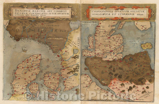 Historic Map : Danorum marchiae seu Cimbrici regnum continentis iutiae ducatum ac Codanis sinus insulas chorographica delineatio, 1578 , Vintage Wall Art