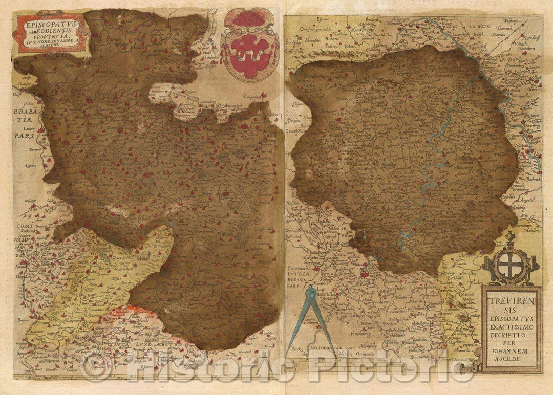 Historic Map : Episcopatus Leodiensis provincia, authore, Iohanne. A Schilde., 1578 , Vintage Wall Art