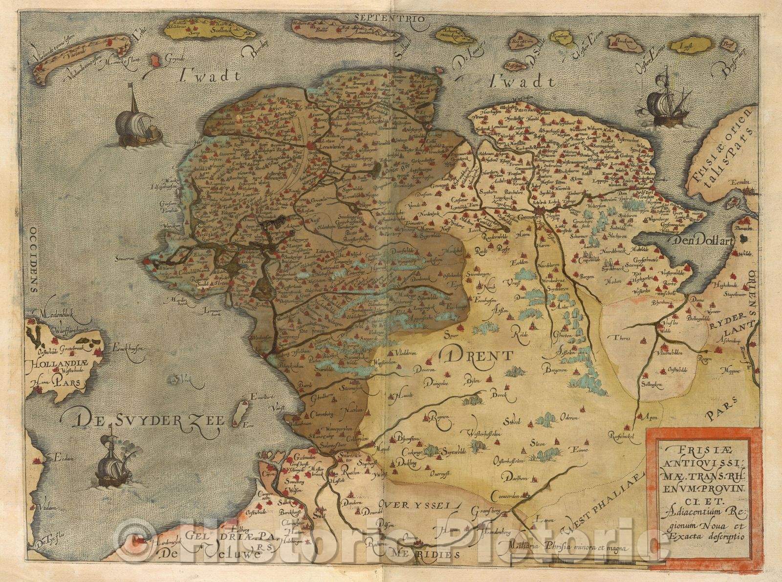 Historic Map : Frisiae antiquissimae. trans. rhenum. provinci. et. Adiacentium regionum nova et extacta descriptio, 1578 , Vintage Wall Art