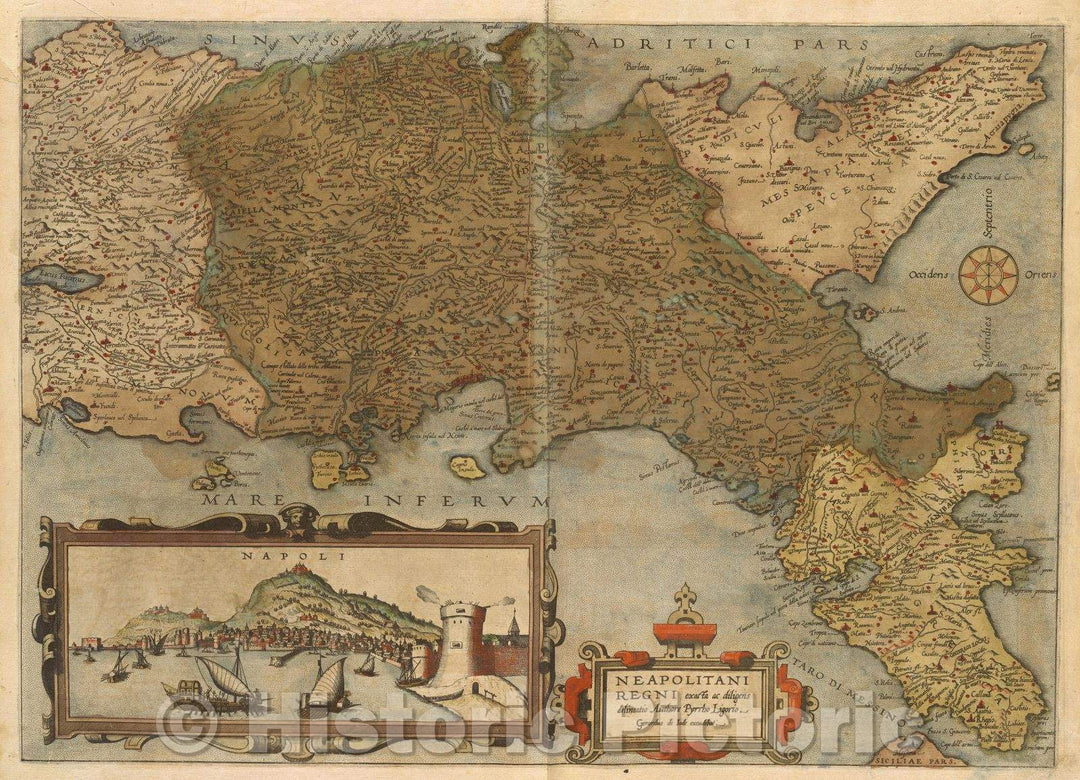 Historic Map : Neapolitani regni exacta ac diligens delineatio authore Pyrrho Ligorio Gerardus de Iode excudebat., 1578 , Vintage Wall Art