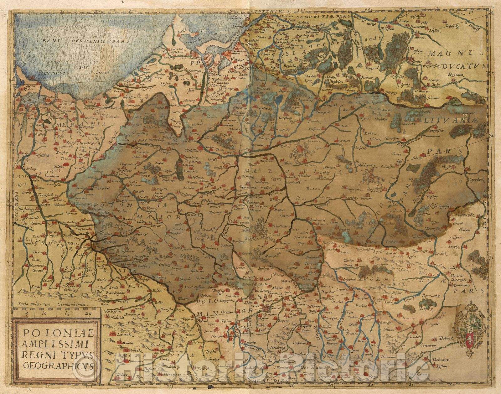 Historic Map : Poloniae amplissimi regini typus geographicus, 1578 , Vintage Wall Art