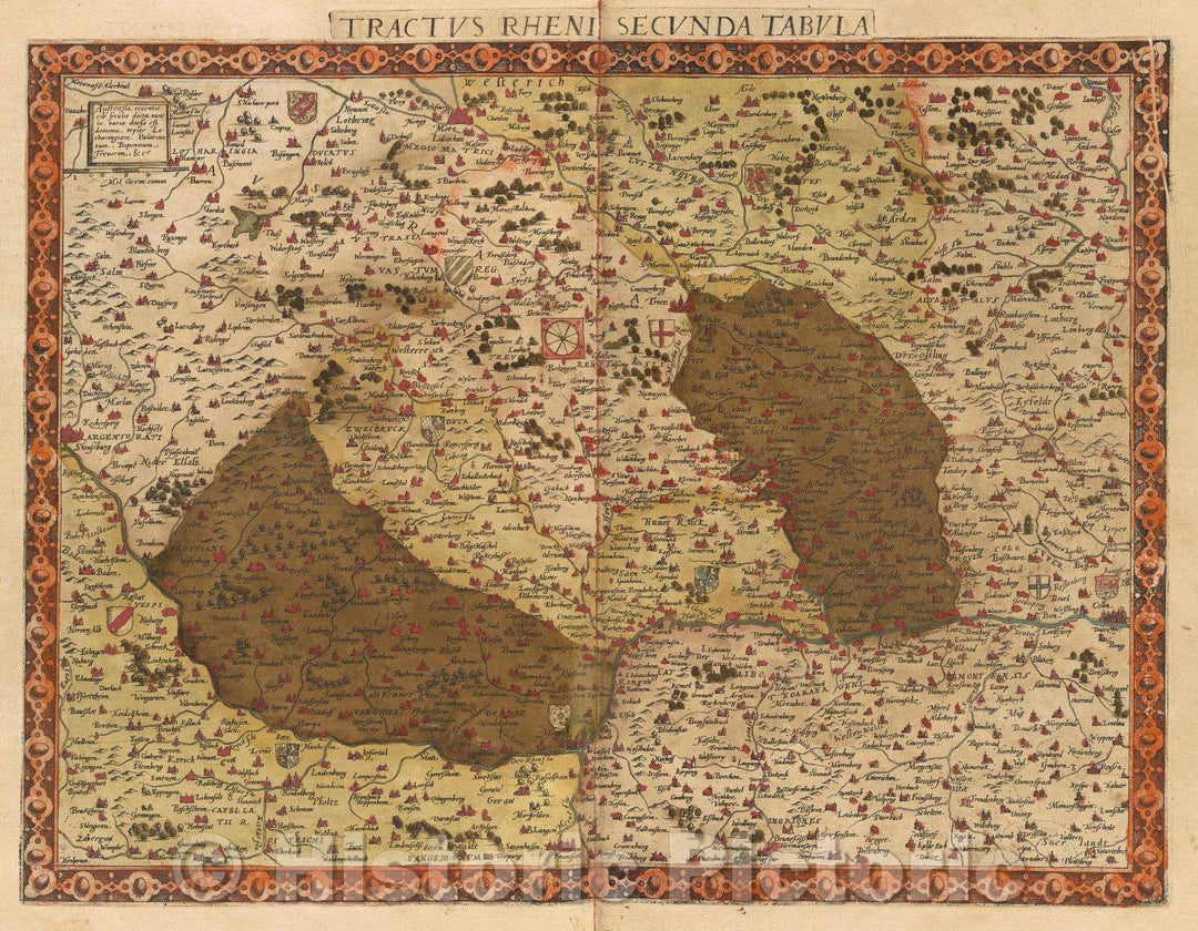 Historic Map : Tractus Rheni secunda tabula, 1578 , Vintage Wall Art