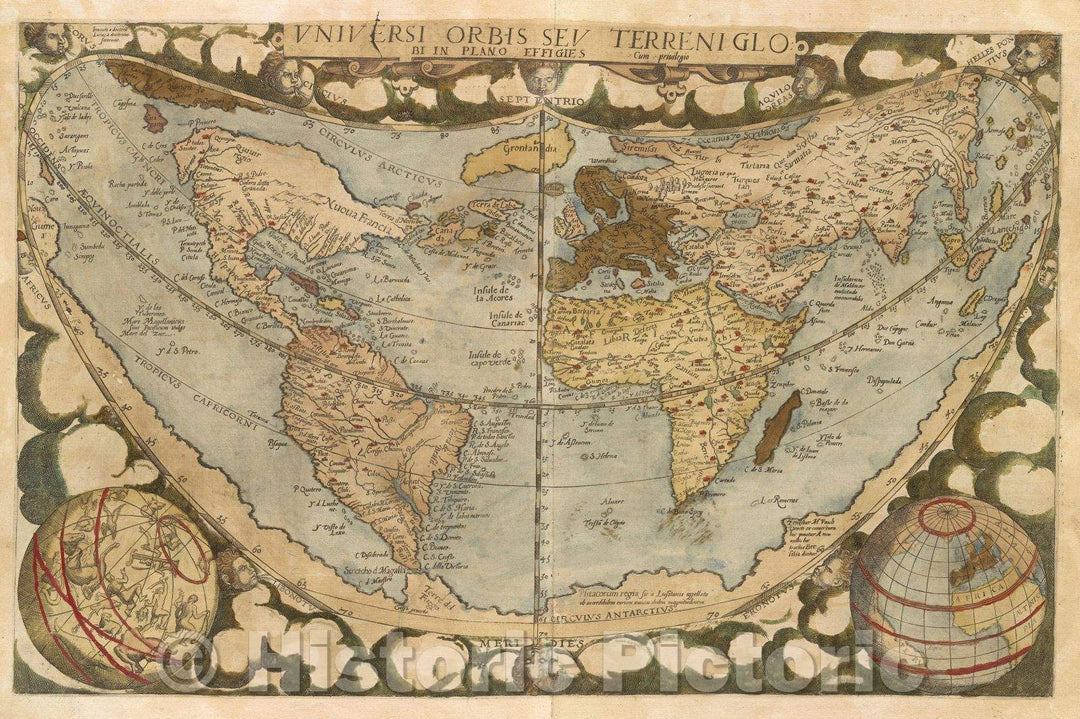 Historic Map : Universi Orbis Seu Terreni Globi in plano effigies. cum provivilegio, 1578 , Vintage Wall Art