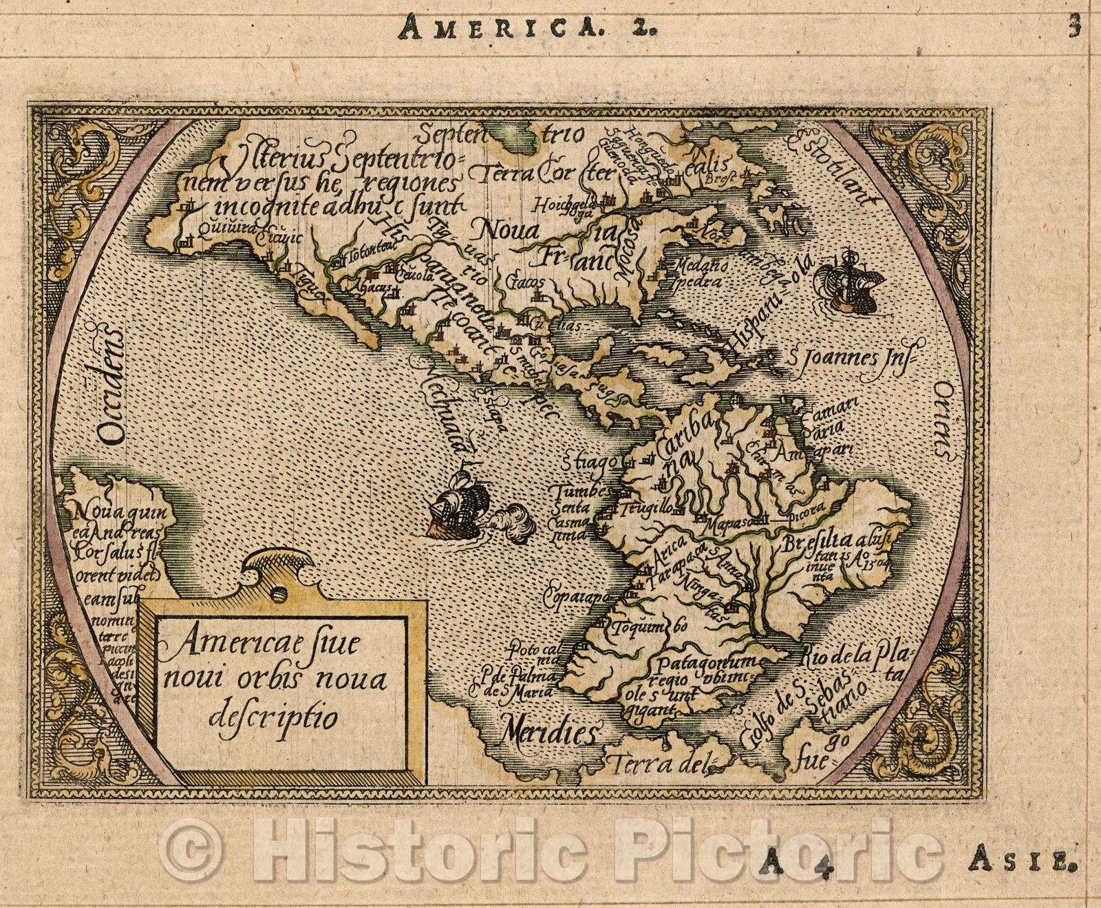 Historic Map : Americae sive novi orbis nova descriptio, 1579 , Vintage Wall Art