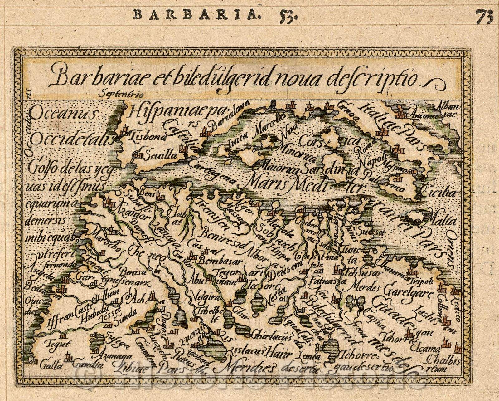 Historic Map : Barbariae et biledulgerid nova descriptio, 1579 , Vintage Wall Art