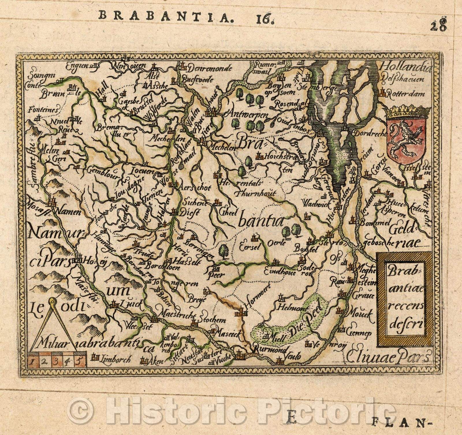 Historic Map : Brabantiae recens descri, 1579 , Vintage Wall Art