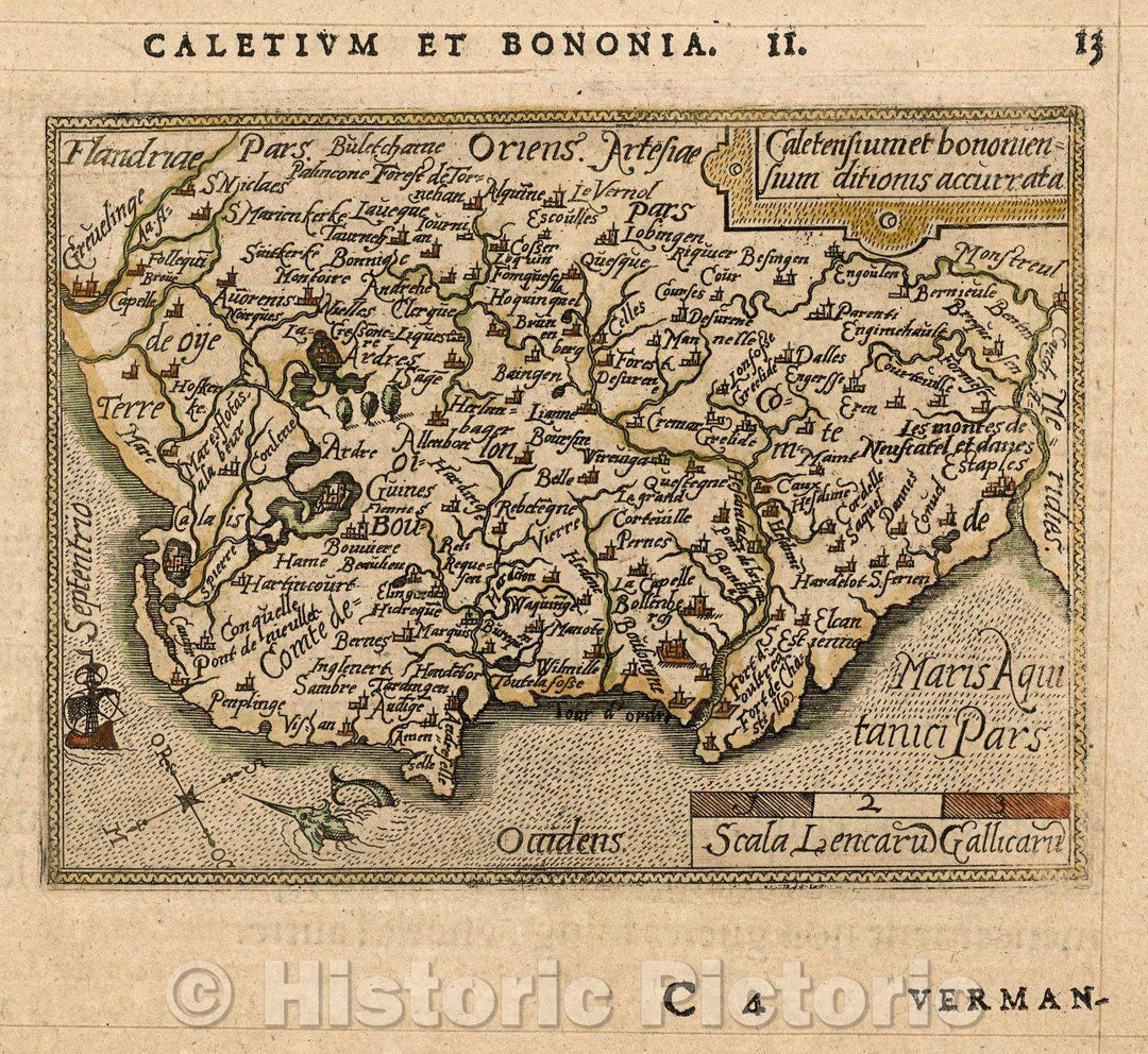 Historic Map : Caletensiumet bononiensium ditionis accurratta, 1579 , Vintage Wall Art