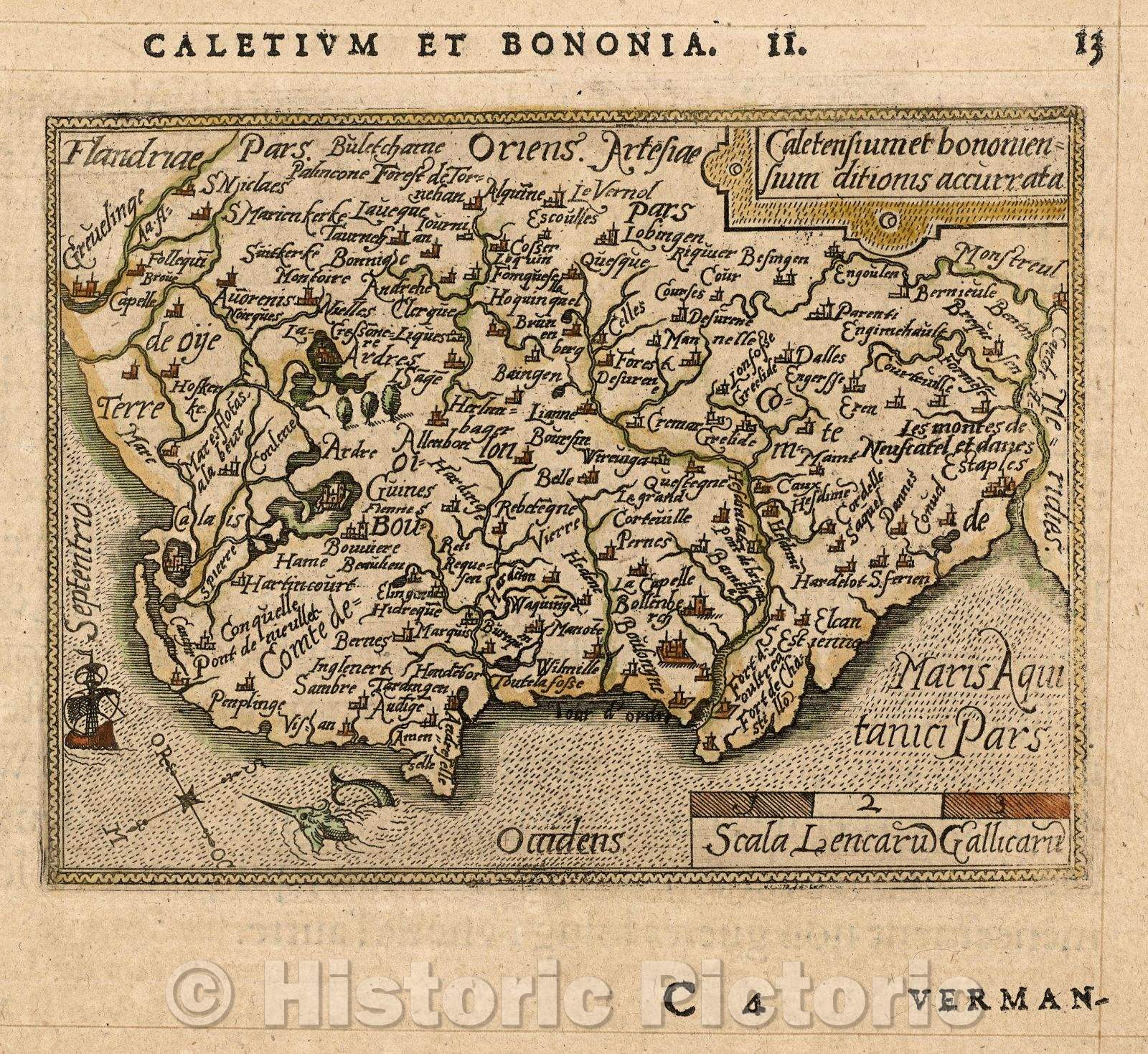 Historic Map : Caletensiumet bononiensium ditionis accurratta, 1579 , Vintage Wall Art