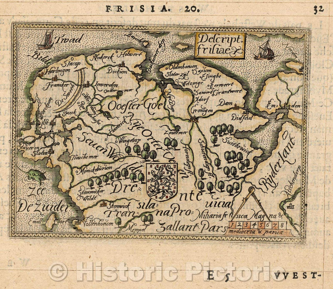 Historic Map : Descript. frisiae, 1579 , Vintage Wall Art