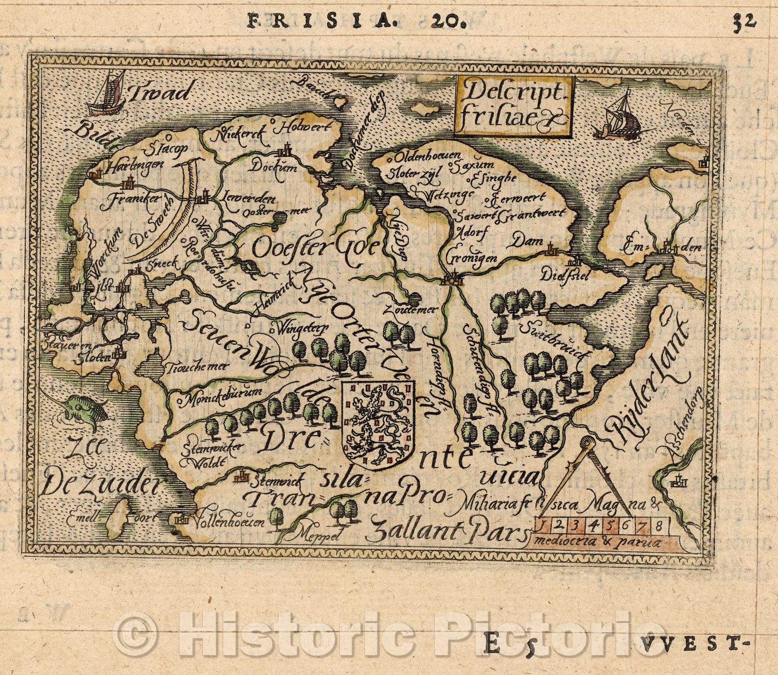 Historic Map : Descript. frisiae, 1579 , Vintage Wall Art