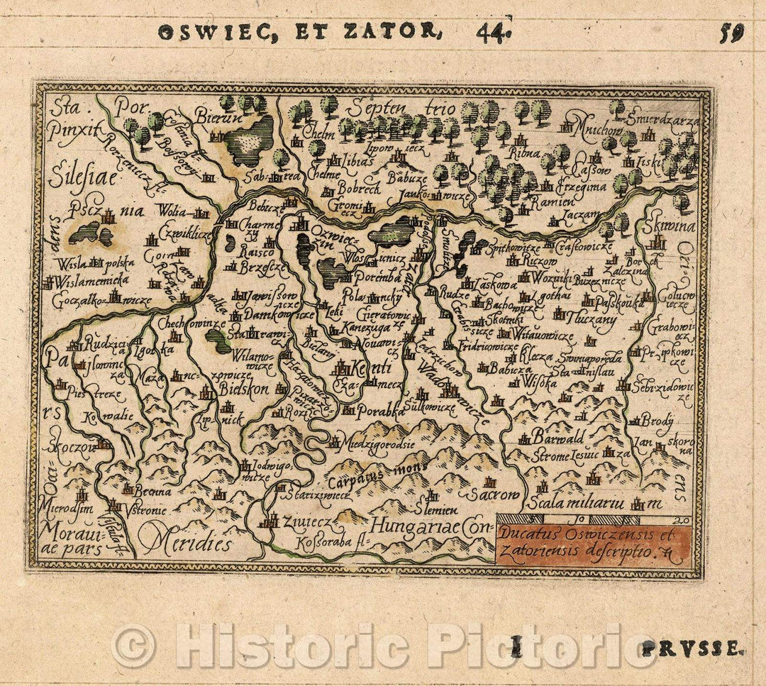 Historic Map : Ducatus Oswiczensis et Zatoriensis descriptio., 1579 , Vintage Wall Art