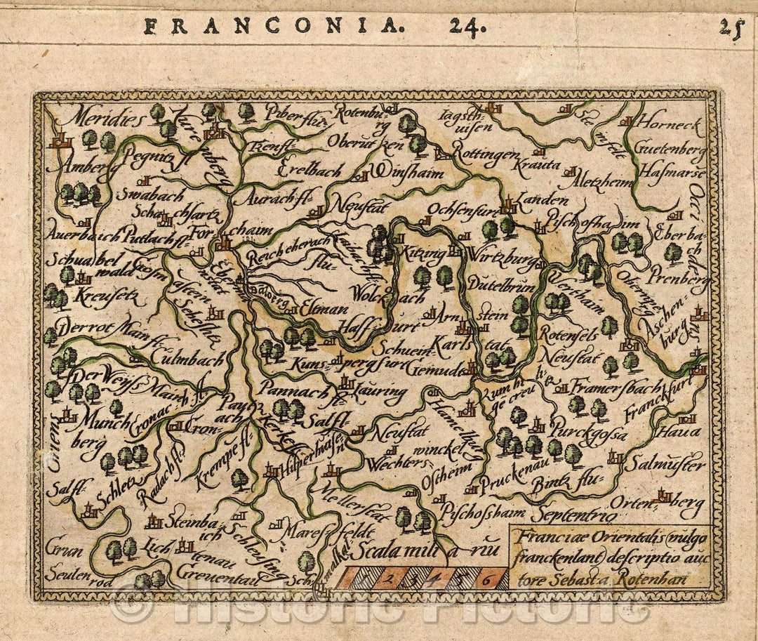 Historic Map : Franciae Orientalis vulgo franckenlant descriptio auctore Sebast:a Rotenhan, 1579 , Vintage Wall Art