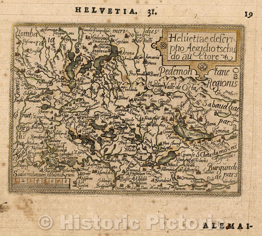 Historic Map : Helvetiae descriptio Aegidio tschudo auctore, 1579 , Vintage Wall Art