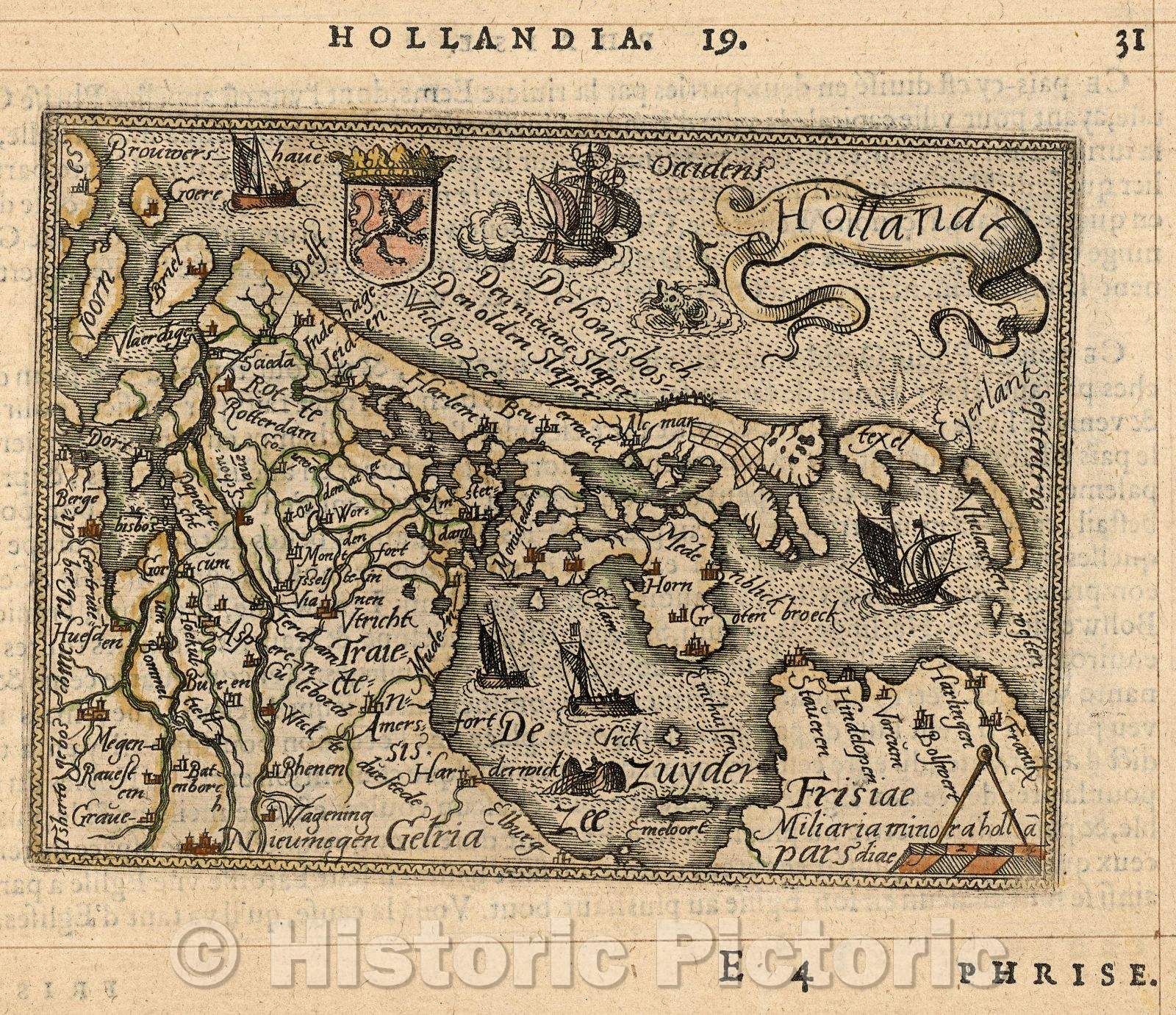 Historic Map : Hollandt, 1579 , Vintage Wall Art