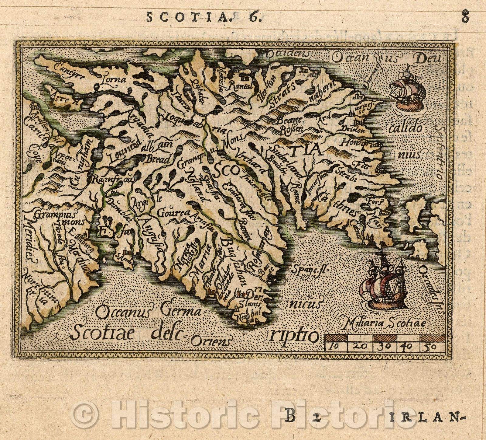 Historic Map : Miliaria Scotiae, 1579 , Vintage Wall Art