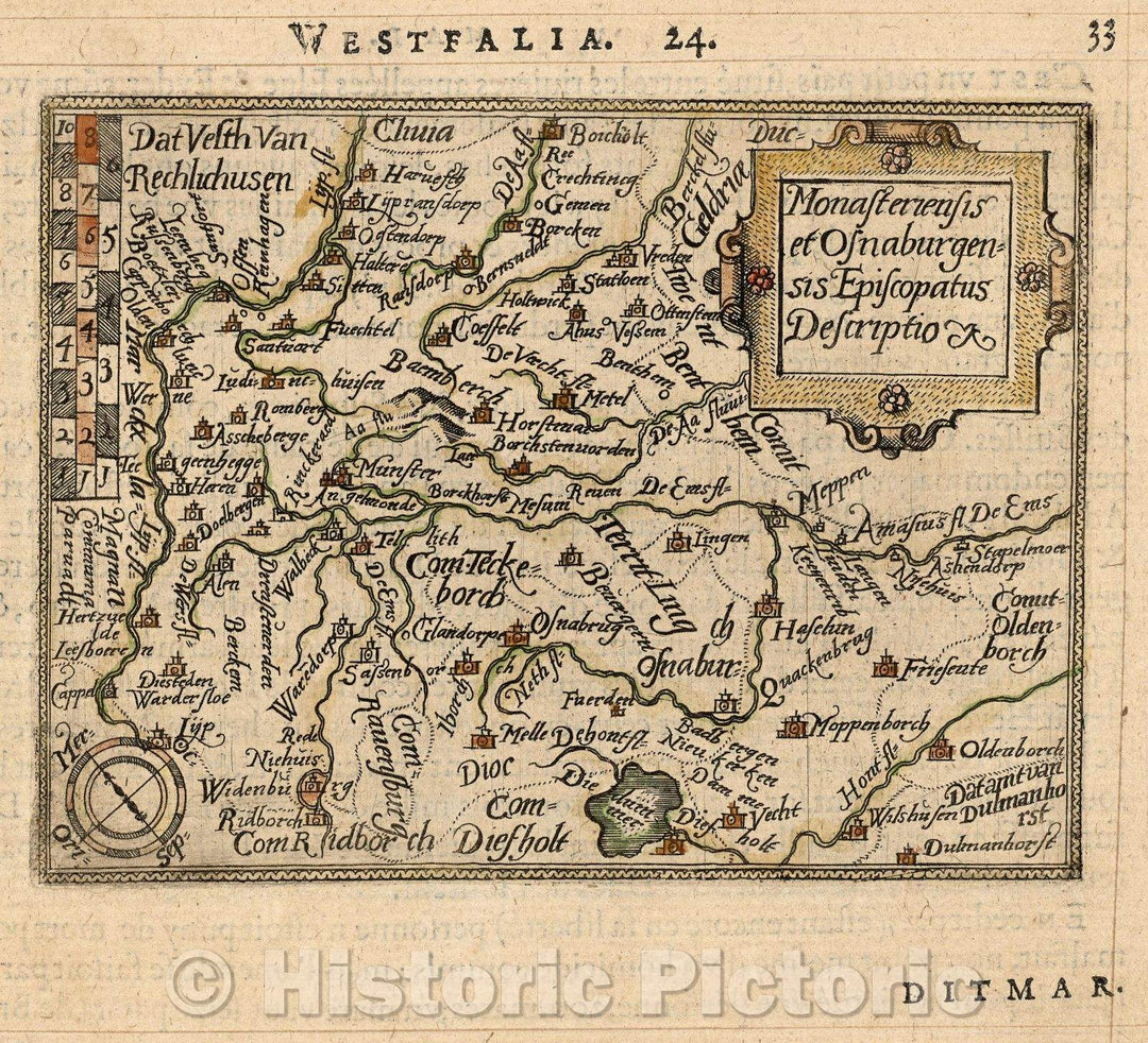 Historic Map : Monasteriensis et Osnaburgensis Episcopatus Descriptio, 1579 , Vintage Wall Art