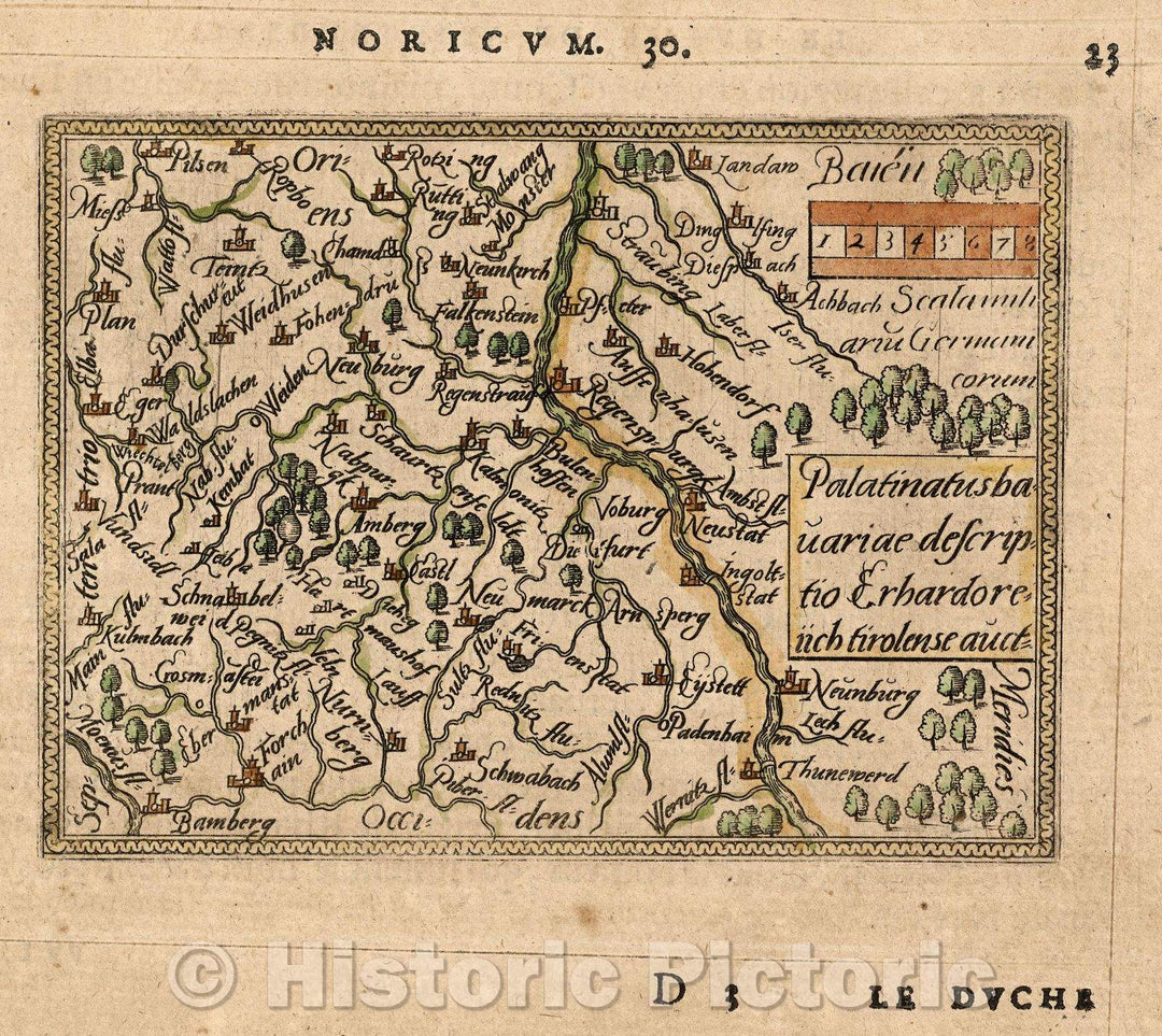 Historic Map : Palatinatus Bavariae descriptio Erhardoreiich tirolense auct:, 1579 , Vintage Wall Art