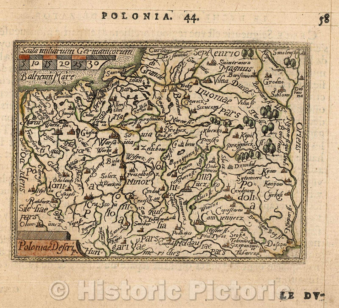 Historic Map : Poloniae Descrip:, 1579 , Vintage Wall Art